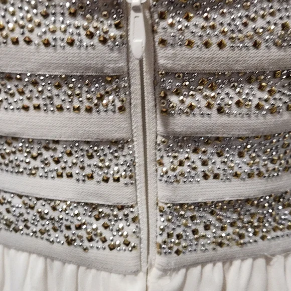 WOW Couture Strapless White and Silver Dress - Picture 3 of 6